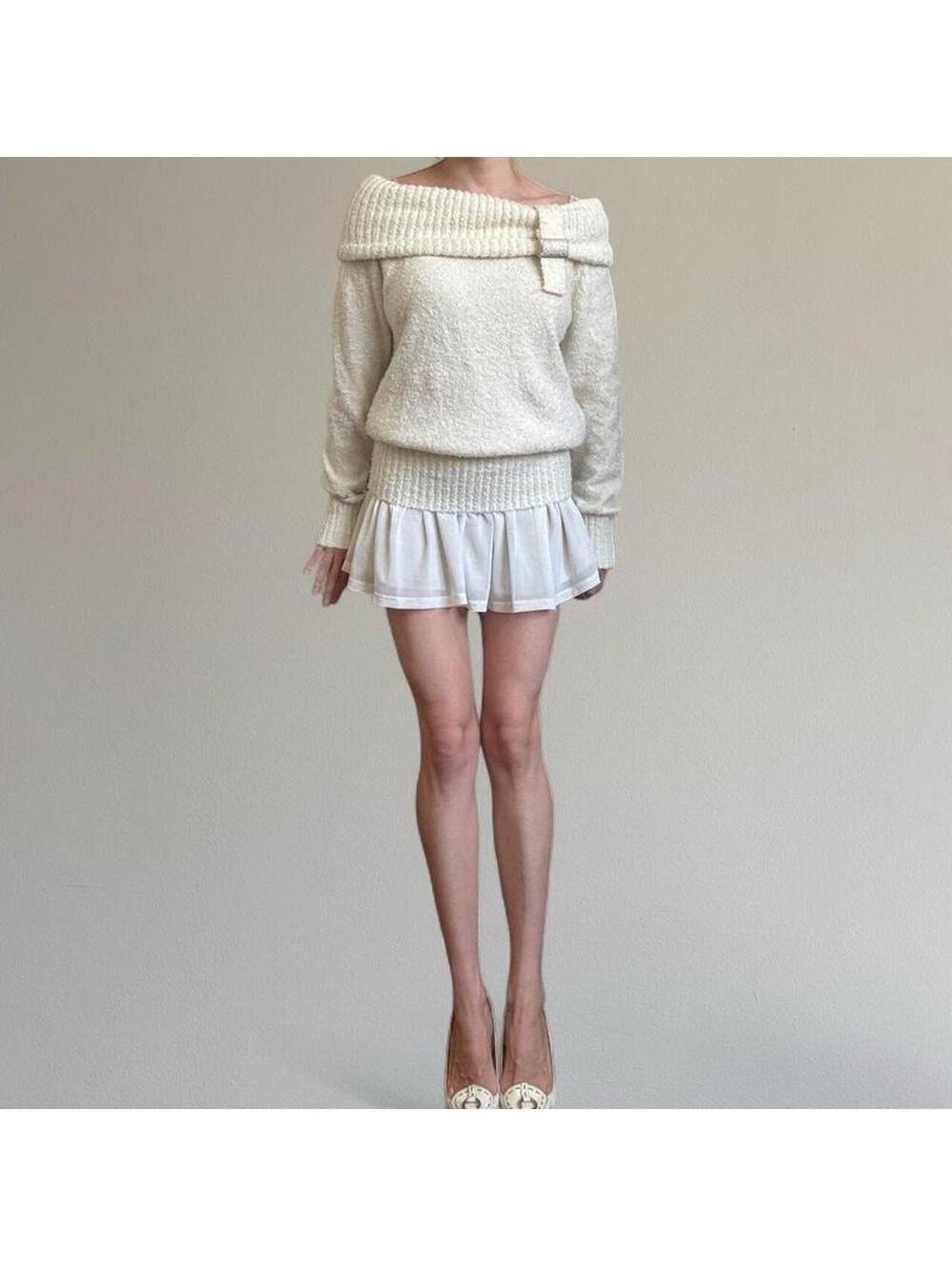Off-the-shoulder sweater mini dress form Sweet Chilling.